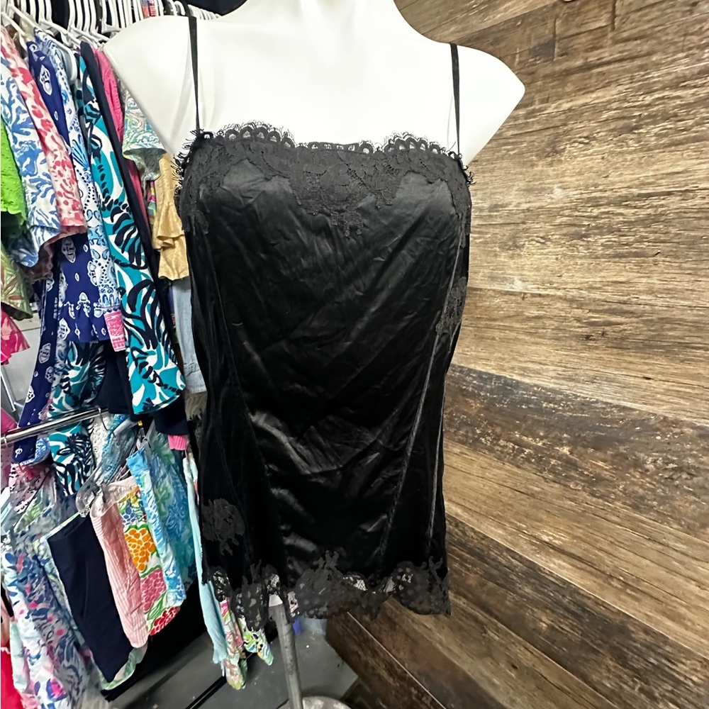 White House Black Market Black Embellished Lace Fitted Camisole